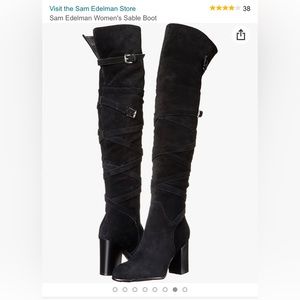 Sam Edelman Sable, black suede thigh high boots